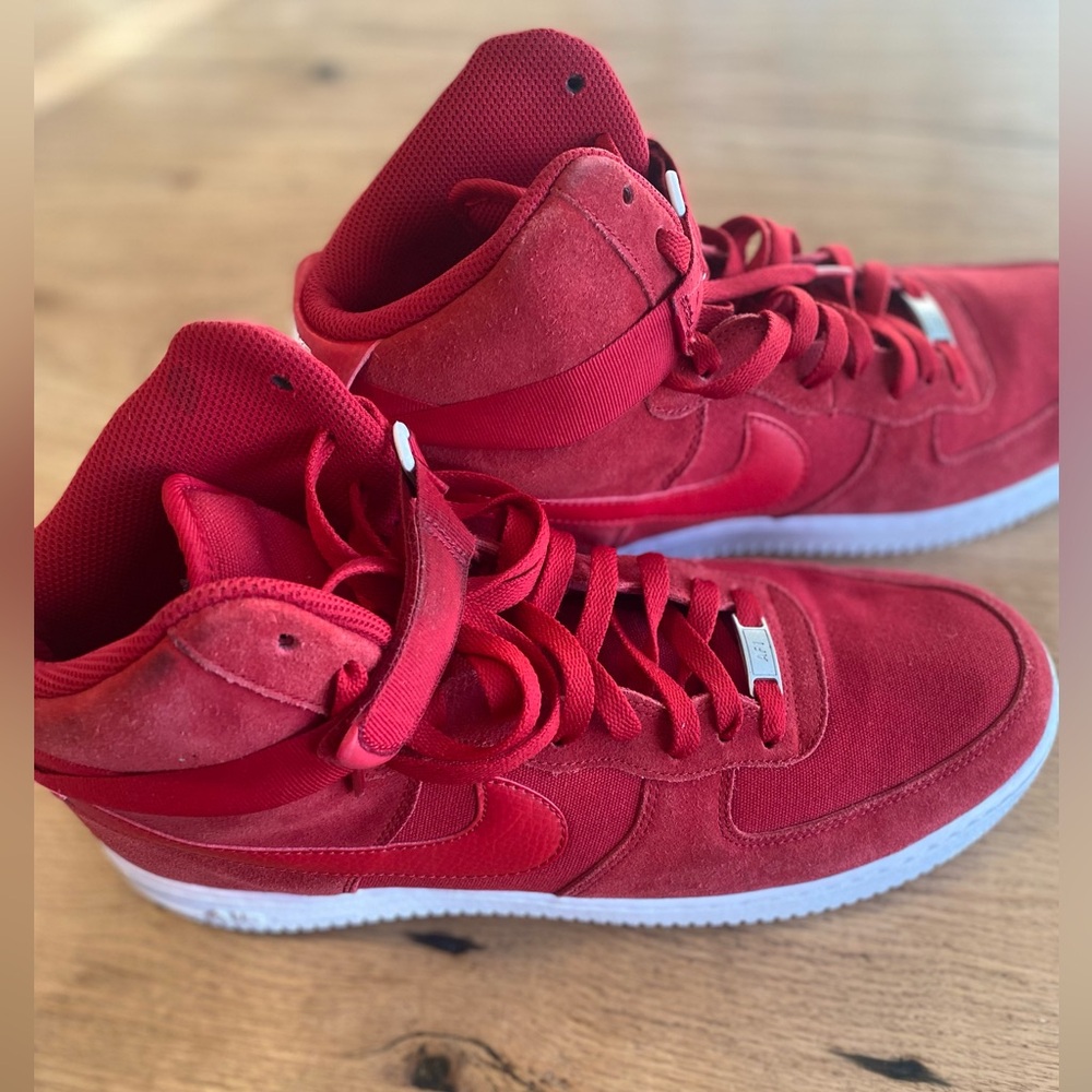 Nike Air Force 1 High Top Red Men’s Size 13 Preowned - Picture 4 of 9
